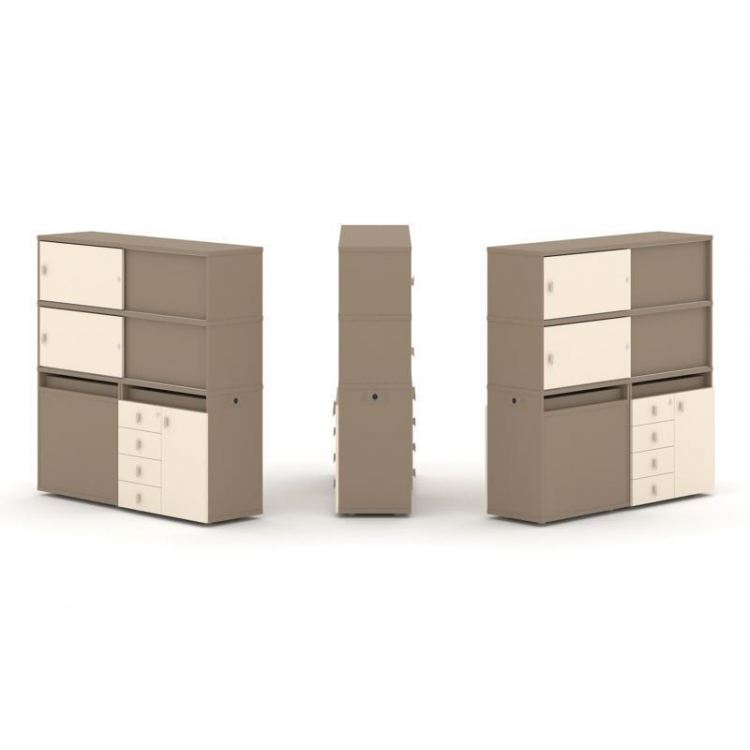 Estetica Набор №25. Тумба двойная+высокая надставка ES.NB.2V-25 Латте/Сатин 1500*410*1520