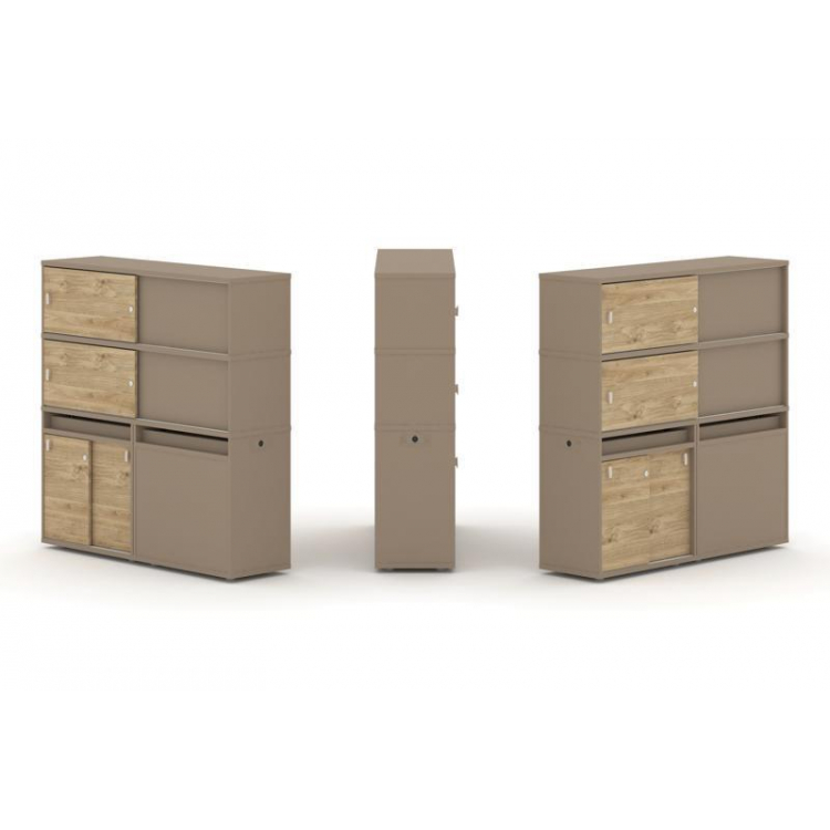 Estetica Набор №27. Тумба двойная+высокая надставка ES.NB.2V-27 Латте/Тиквуд Светлый 1500*410*1520