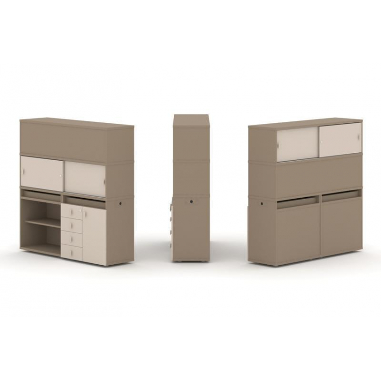 Estetica Набор №12. Тумба двойная+высокая надставка ES.NB.2V-12 Латте/Капучино 1500*410*1520