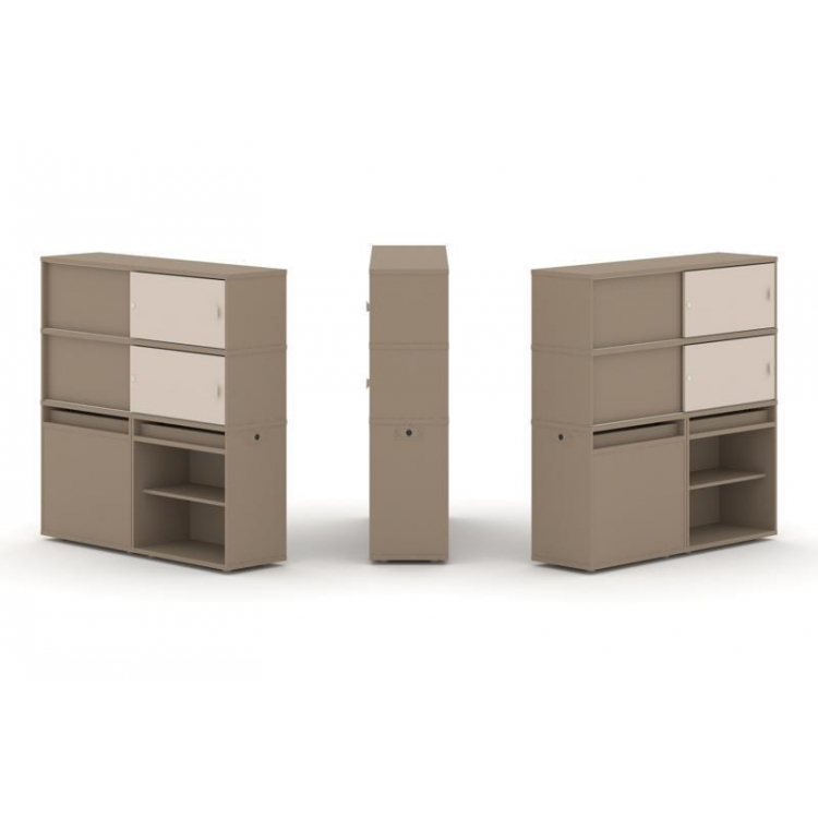 Estetica Набор №22. Тумба двойная+высокая надставка ES.NB.2V-22 Латте/Капучино 1500*410*1520