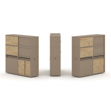 Estetica Набор №27. Тумба двойная+высокая надставка ES.NB.2V-27 Латте/Тиквуд Светлый 1500*410*1520
