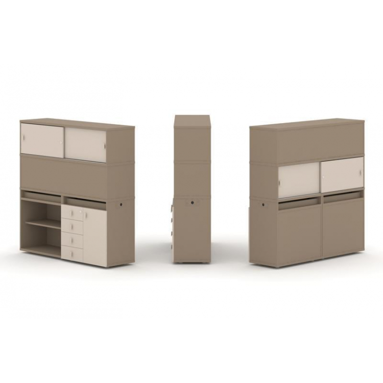 Estetica Набор №12. Тумба двойная+высокая надставка ES.NB.2V-12 Латте/Капучино 1500*410*1520