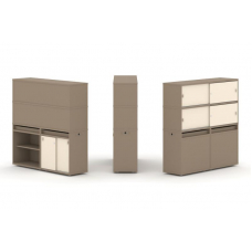 Estetica Набор №14. Тумба двойная+высокая надставка ES.NB.2V-14 Латте/Сатин 1500*410*1520