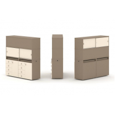 Estetica Набор №6. Тумба двойная+высокая надставка ES.NB.2V-6 Латте/Сатин 1500*410*1520
