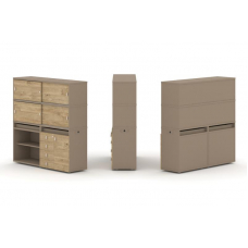 Estetica Набор №11. Тумба двойная+высокая надставка ES.NB.2V-11 Латте/Тиквуд Светлый 1500*410*1520