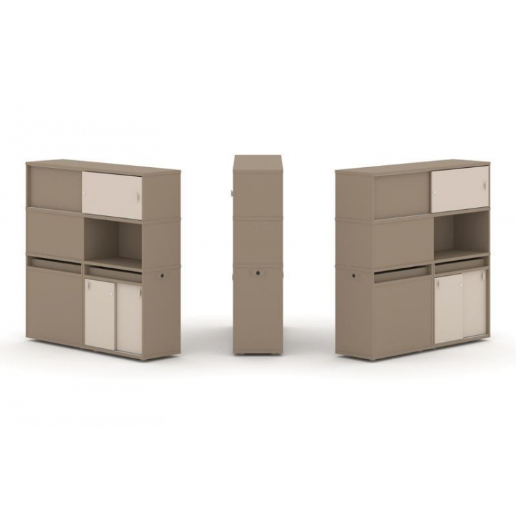 Estetica Набор №32. Тумба двойная+высокая надставка ES.NB.2V-32 Латте/Капучино 1500*410*1520