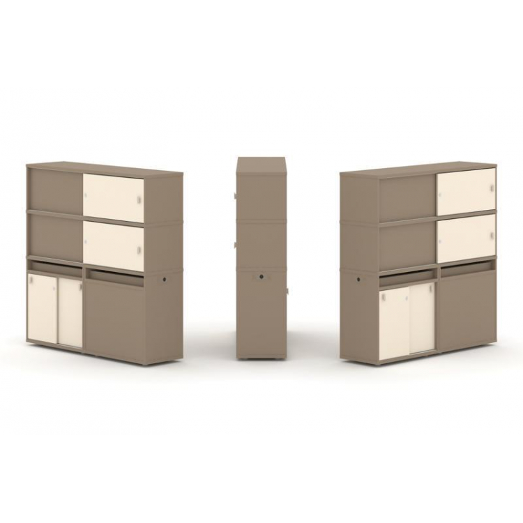 Estetica Набор №26. Тумба двойная+высокая надставка ES.NB.2V-26 Латте/Сатин 1500*410*1520