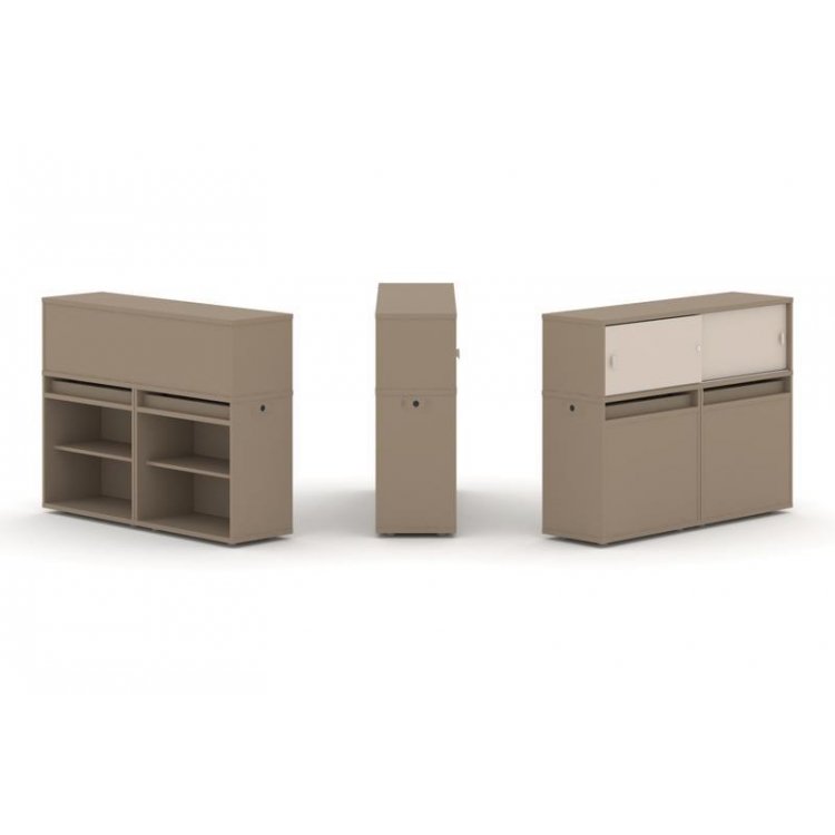 Estetica Набор №2. Тумба двойная+низкая надставка ES.NB.2N-2 Латте/Капучино 1500*410*1135