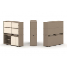Estetica Набор №14. Тумба двойная+высокая надставка ES.NB.2V-14 Латте/Сатин 1500*410*1520