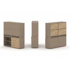 Estetica Набор №11. Тумба двойная+высокая надставка ES.NB.2V-11 Латте/Тиквуд Светлый 1500*410*1520