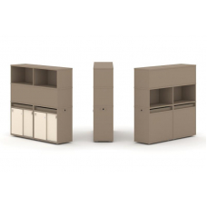 Estetica Набор №7. Тумба двойная+высокая надставка ES.NB.2V-7 Латте/Сатин 1500*410*1520