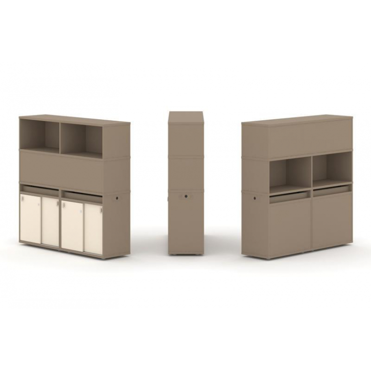 Estetica Набор №7. Тумба двойная+высокая надставка ES.NB.2V-7 Латте/Сатин 1500*410*1520