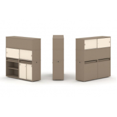 Estetica Набор №15. Тумба двойная+высокая надставка ES.NB.2V-15 Латте/Сатин 1500*410*1520