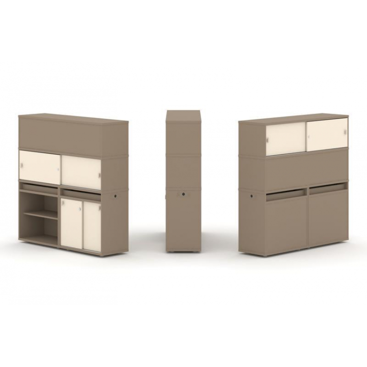 Estetica Набор №15. Тумба двойная+высокая надставка ES.NB.2V-15 Латте/Сатин 1500*410*1520