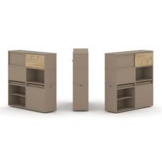 Estetica Набор №28. Тумба двойная+высокая надставка ES.NB.2V-28 Латте/Тиквуд Светлый 1500*410*1520