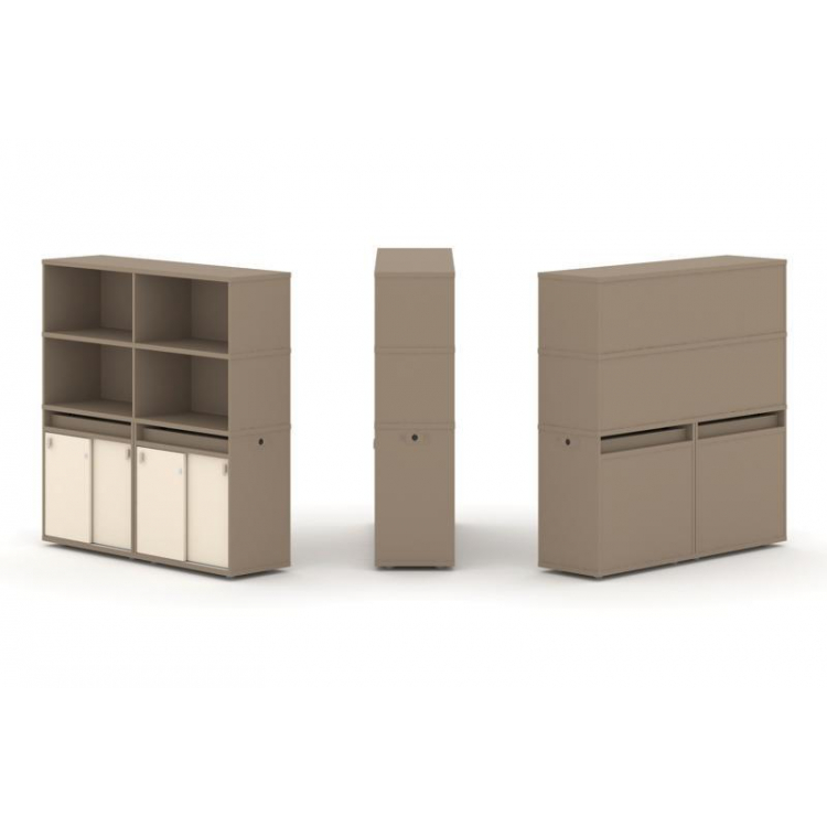 Estetica Набор №7. Тумба двойная+высокая надставка ES.NB.2V-7 Латте/Сатин 1500*410*1520