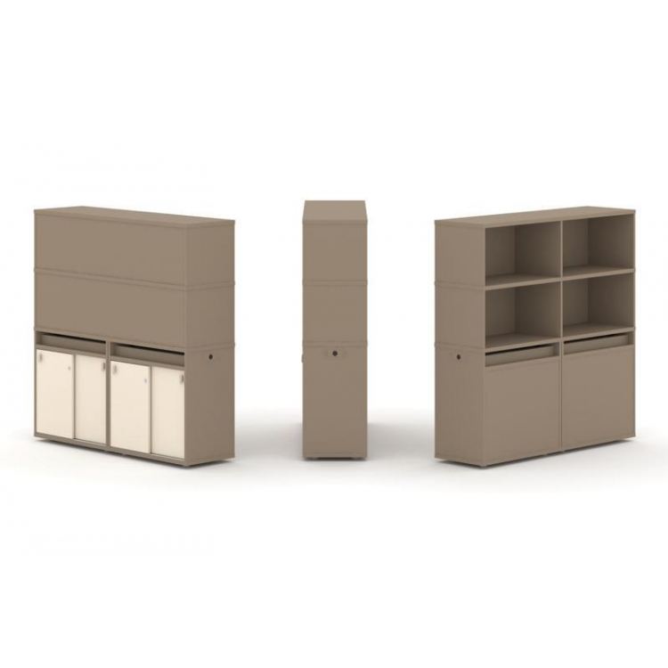 Estetica Набор №7. Тумба двойная+высокая надставка ES.NB.2V-7 Латте/Сатин 1500*410*1520