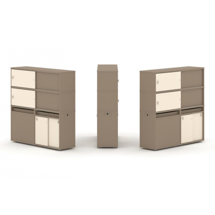 Estetica Набор №27. Тумба двойная+высокая надставка ES.NB.2V-27 Латте/Сатин 1500*410*1520