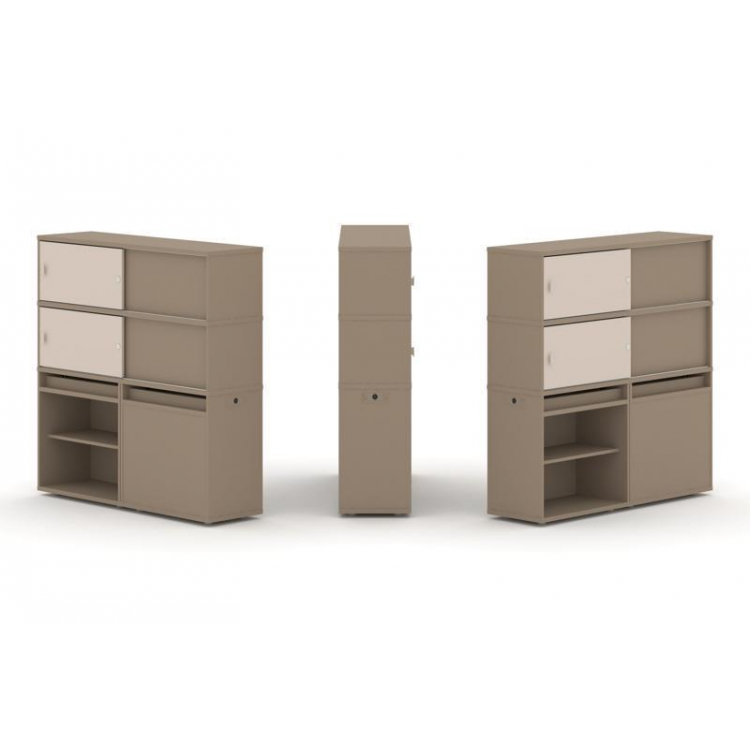 Estetica Набор №23. Тумба двойная+высокая надставка ES.NB.2V-23 Латте/Капучино 1500*410*1520