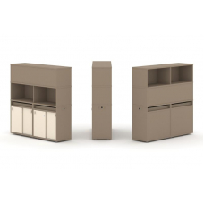 Estetica Набор №7. Тумба двойная+высокая надставка ES.NB.2V-7 Латте/Сатин 1500*410*1520