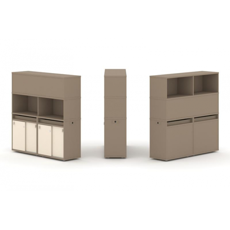 Estetica Набор №7. Тумба двойная+высокая надставка ES.NB.2V-7 Латте/Сатин 1500*410*1520