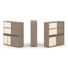 Estetica Набор №27. Тумба двойная+высокая надставка ES.NB.2V-27 Латте/Сатин 1500*410*1520