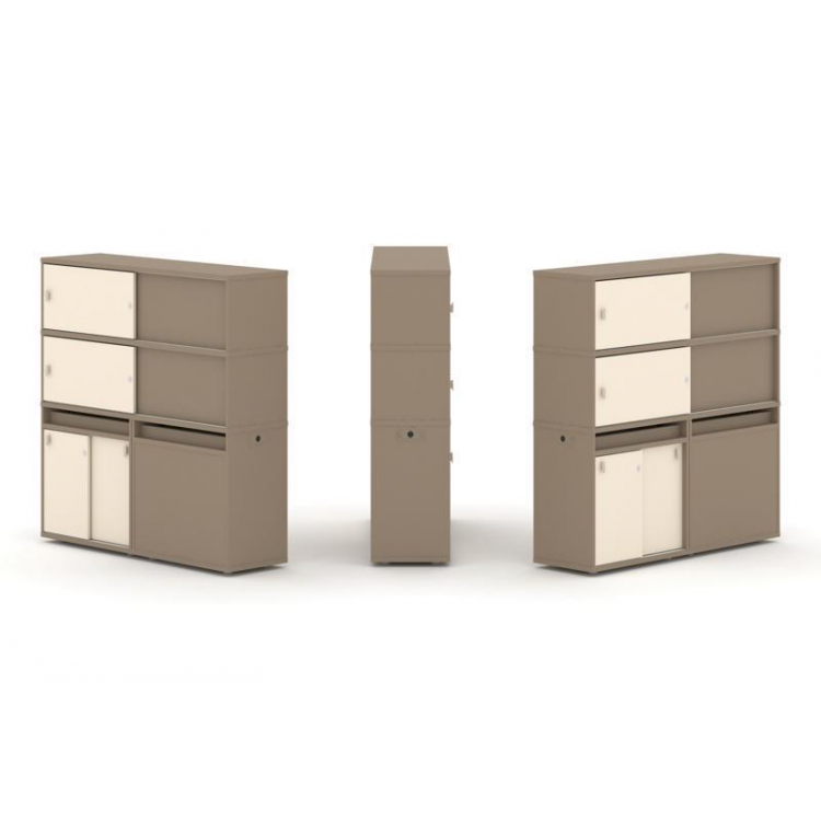 Estetica Набор №27. Тумба двойная+высокая надставка ES.NB.2V-27 Латте/Сатин 1500*410*1520