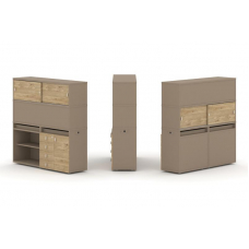 Estetica Набор №12. Тумба двойная+высокая надставка ES.NB.2V-12 Латте/Тиквуд Светлый 1500*410*1520