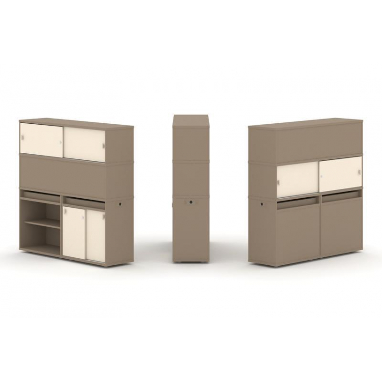 Estetica Набор №15. Тумба двойная+высокая надставка ES.NB.2V-15 Латте/Сатин 1500*410*1520