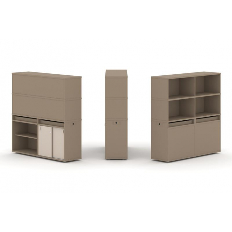 Estetica Набор №13. Тумба двойная+высокая надставка ES.NB.2V-13 Латте/Капучино 1500*410*1520