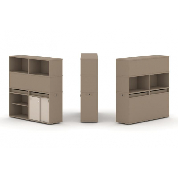 Estetica Набор №13. Тумба двойная+высокая надставка ES.NB.2V-13 Латте/Капучино 1500*410*1520