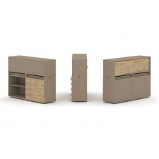 Estetica Набор №8. Тумба двойная+низкая надставка ES.NB.2N-8 Латте/Тиквуд Светлый 1500*410*1135