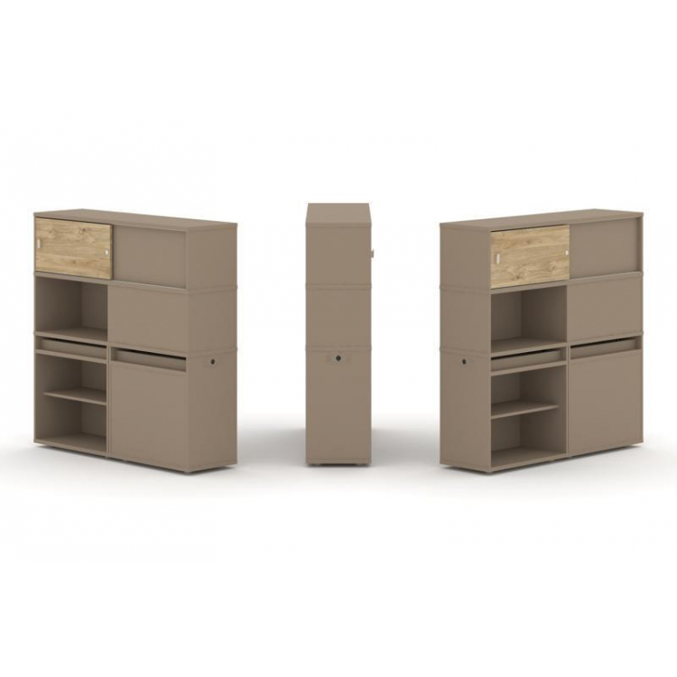 Estetica Набор №29. Тумба двойная+высокая надставка ES.NB.2V-29 Латте/Тиквуд Светлый 1500*410*1520