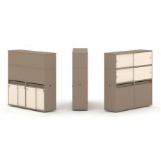 Estetica Набор №8. Тумба двойная+высокая надставка ES.NB.2V-8 Латте/Сатин 1500*410*1520