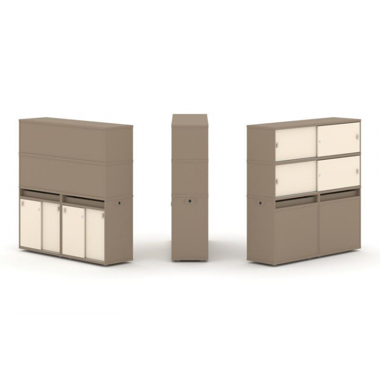 Estetica Набор №8. Тумба двойная+высокая надставка ES.NB.2V-8 Латте/Сатин 1500*410*1520