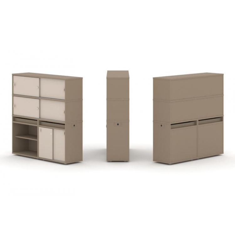 Estetica Набор №14. Тумба двойная+высокая надставка ES.NB.2V-14 Латте/Капучино 1500*410*1520