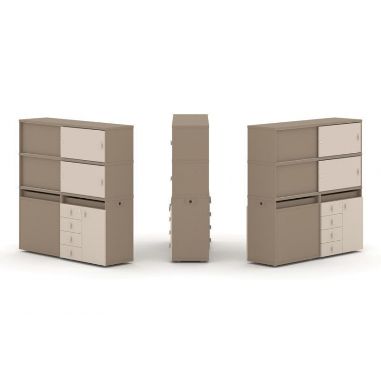 Estetica Набор №24. Тумба двойная+высокая надставка ES.NB.2V-24 Латте/Капучино 1500*410*1520