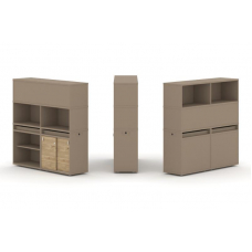 Estetica Набор №13. Тумба двойная+высокая надставка ES.NB.2V-13 Латте/Тиквуд Светлый 1500*410*1520