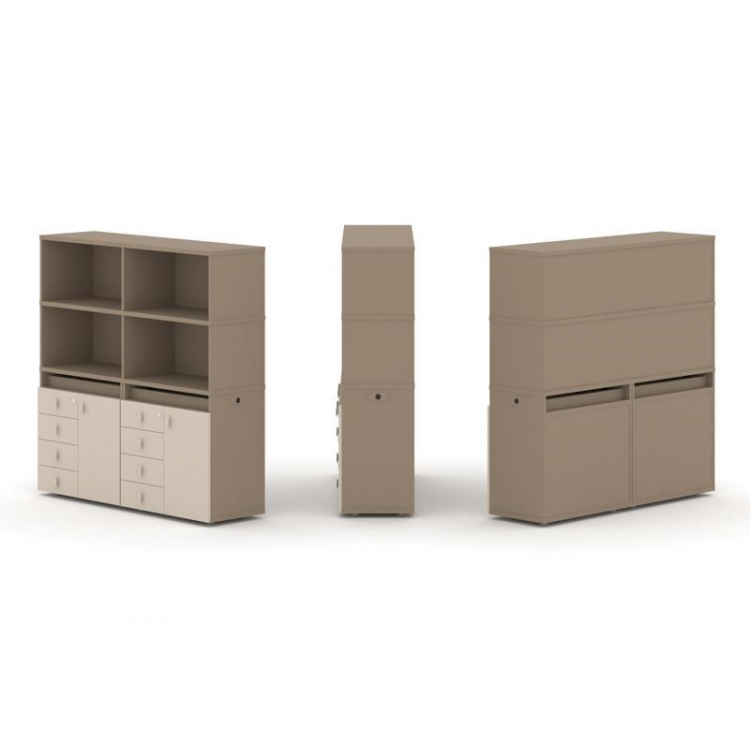 Estetica Набор №4. Тумба двойная+высокая надставка ES.NB.2V-4 Латте/Капучино 1500*410*1520