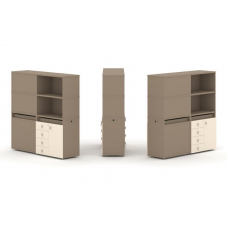 Estetica Набор №18. Тумба двойная+высокая надставка ES.NB.2V-18 Латте/Сатин 1500*410*1520