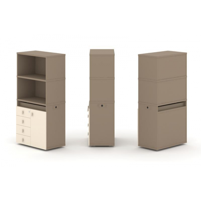 Estetica Набор №2. Тумба одиночная+высокая надставка ES.NB.1V-2 Латте/Сатин 750*410*1520