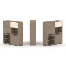 Estetica Набор №28. Тумба двойная+высокая надставка ES.NB.2V-28 Латте/Сатин 1500*410*1520
