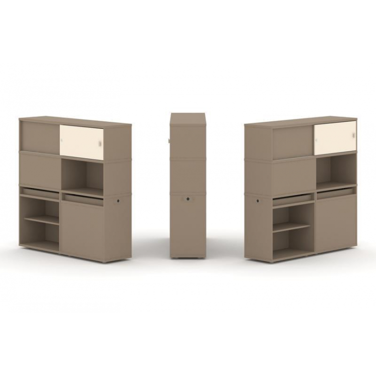 Estetica Набор №28. Тумба двойная+высокая надставка ES.NB.2V-28 Латте/Сатин 1500*410*1520