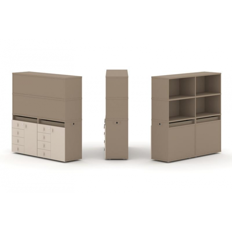 Estetica Набор №4. Тумба двойная+высокая надставка ES.NB.2V-4 Латте/Капучино 1500*410*1520