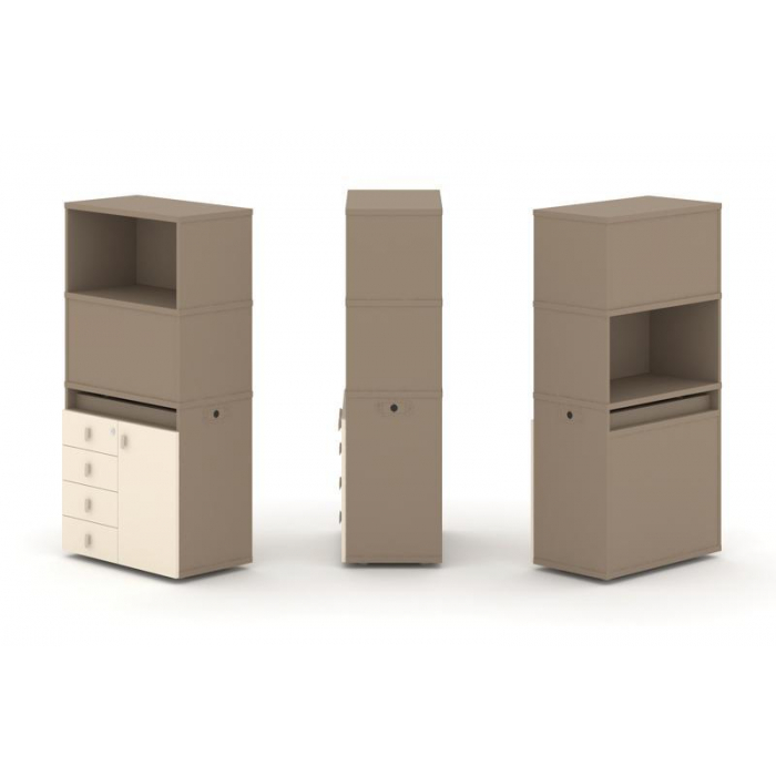 Estetica Набор №2. Тумба одиночная+высокая надставка ES.NB.1V-2 Латте/Сатин 750*410*1520