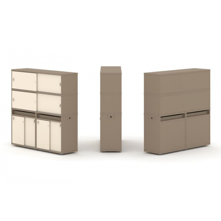 Estetica Набор №8. Тумба двойная+высокая надставка ES.NB.2V-8 Латте/Сатин 1500*410*1520