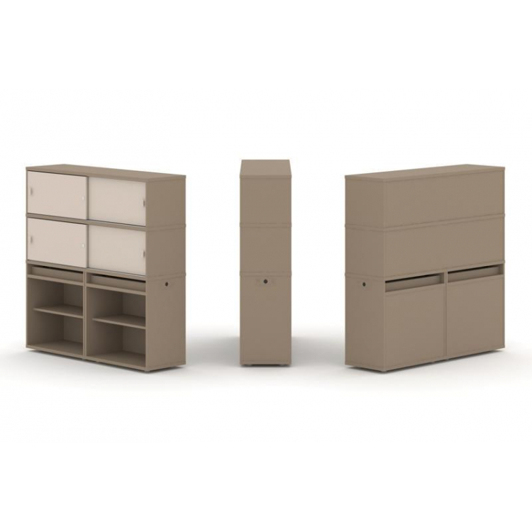 Estetica Набор №2. Тумба двойная+высокая надставка ES.NB.2V-2 Латте/Капучино 1500*410*1520