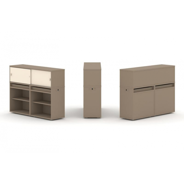 Estetica Набор №2. Тумба двойная+низкая надставка ES.NB.2N-2 Латте/Сатин 1500*410*1135