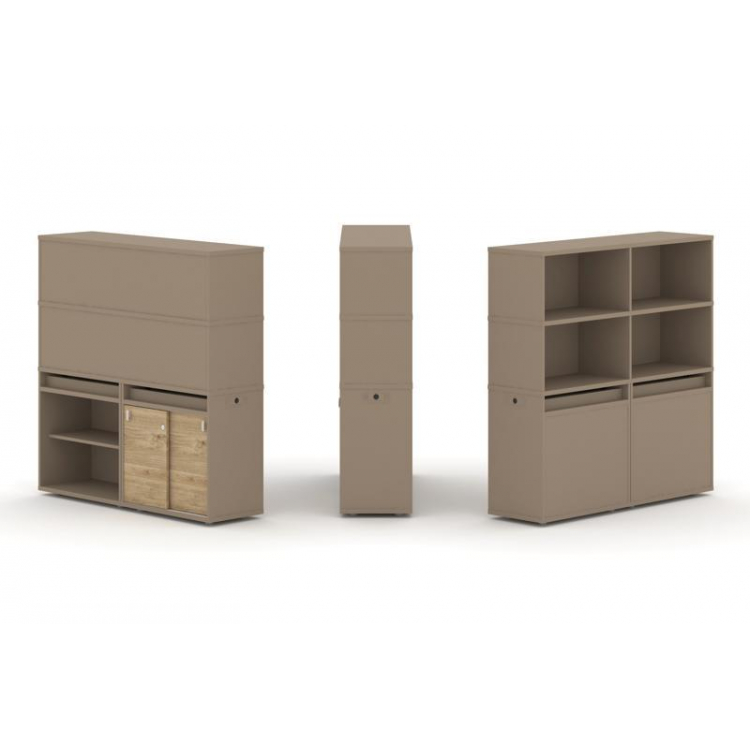 Estetica Набор №13. Тумба двойная+высокая надставка ES.NB.2V-13 Латте/Тиквуд Светлый 1500*410*1520