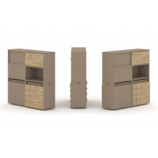Estetica Набор №30. Тумба двойная+высокая надставка ES.NB.2V-30 Латте/Тиквуд Светлый 1500*410*1520